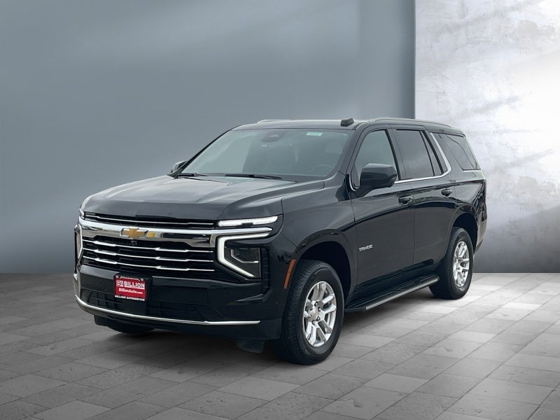 2025 Chevrolet Tahoe LT in Black — front three-quarter view