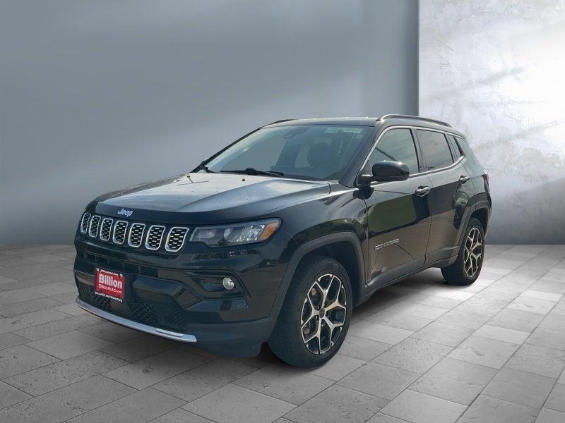 2025 Jeep Compass Limited in Black — front three-quarter view